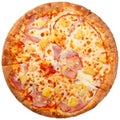 Delicious classic italian Pizza with bacon, pineapple and cheese mozzarella