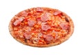 Delicious classic italian Pizza with sausages, ham, pepper and cheese mozzarella