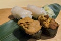 Delicious close up of japanese style seafood Sushi Royalty Free Stock Photo