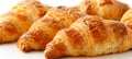 Delicious closeup of freshly baked french croissant tempting view of flaky croissant on display