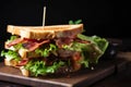 Delicious Club Sandwich with Crispy Bacon and Fresh Lettuce on a Toasted Bread, Perfect for a Quick Bite or a Casual Lunch Royalty Free Stock Photo