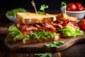 Delicious Club Sandwich with Crispy Bacon and Fresh Lettuce on a Toasted Bread, Perfect for a Quick Bite or a Casual Lunch Royalty Free Stock Photo