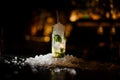 Delicious cocktail Caipirinha standing on the bar counter