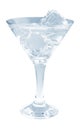 Delicious cocktail with ice cubes in martini glass on a white background. Royalty Free Stock Photo