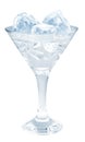 Delicious cocktail with ice cubes in martini glass on a white background. Royalty Free Stock Photo