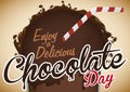 Delicious Cocoa Beverage in Glass with Straw for Chocolate Day, Vector Illustration