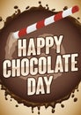 Delicious Cocoa Cup and Straw to Celebrate Chocolate Day, Vector Illustration