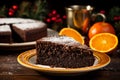 Delicious cocoa gingerbread cake with marmalade and chocolate topping, perfect dessert