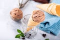 Delicious coffe ice cream for dessert Royalty Free Stock Photo