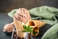 Delicious coffe ice cream for dessert Royalty Free Stock Photo