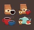 Delicious coffee and tea time icons