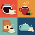 Delicious coffee and tea time icons