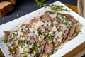 Delicious cold beef with vinaigrette