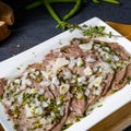 Delicious cold beef with vinaigrette