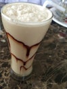 Delicious Cold coffee with choocolate in mirror glass