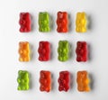 Delicious color jelly bears on white background Royalty Free Stock Photo