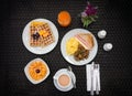 Delicious and colorful breakfast. Top View Royalty Free Stock Photo