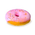 Delicious colorful donuts on white