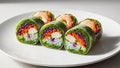 Fresh Spring Rolls Shrimp, Chicken, and Veggie Rolls Royalty Free Stock Photo