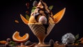 Delicious Colorful Gelato Cioccolato Ice Cream in Classic Retro or Vintage Style AI Generative