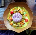 Delicious Colorful Gourmet Thai Curry Rice Dish Cuisine Vegetarian Food Veggie Tomato Yam Carrot Vegan Turmeric Strengthen Immune