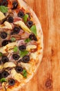 Delicious colorful pizza background.