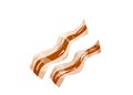 Delicious cooked bacon strips isolated on white background. I choose sweet positive life, design concept Royalty Free Stock Photo