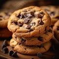 Delicious cookies with chocolate chips sweet treat on the table