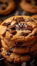 Delicious cookies with chocolate chips sweet treat on the table