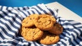 Delicious Cookies on a Clean Towel AI Generated