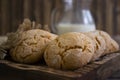 Delicious cookies handmade table breakfast rustic pastry on old background oatmeal traditional