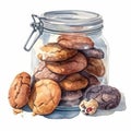 Delicious Cookies Inside a Glass Jar on a White Background .