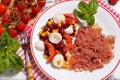 Corned beef with side dish seen from above. Royalty Free Stock Photo