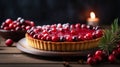 Delicious cranberry tart, jellied and fresh cranberries for Thanksgiving or Christmas. Generative AI