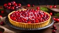 Delicious cranberry tart, jellied and fresh cranberries for Thanksgiving or Christmas. Generative AI