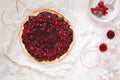 Delicious cranberry tart with jellied and fresh cranberries for Thanksgiving or Christmas