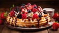 delicious cream waffle food