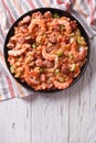 Delicious Creole jambalaya with shrimp and sausage. vertical top