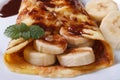 Delicious crepe with banana close-up