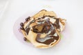 Delicious crepe with chocolate dessert Royalty Free Stock Photo