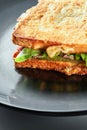 Delicious crispy bacon sandwich on a plate Royalty Free Stock Photo