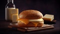 Delicious Crispy Cheese Burger on Foody Theme Background AI Generative Royalty Free Stock Photo
