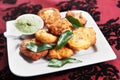 delicious and crispy golibaje or mangalore bajji served with tangy chutney. Royalty Free Stock Photo