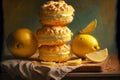 delicious crispy macaroons lemon cake pastries for breakfast