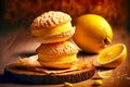 delicious crispy macaroons lemon cake pastries for breakfast