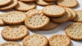 Delicious crispy round crackers isolated on white