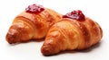 Delicious Croissant Bread With Cherry Jam - Closeup Steaming