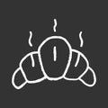 Delicious croissant chalk icon. Traditional french delicacy, fresh baking isolated vector chalkboard illustration