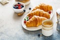 Delicious croissants and berries