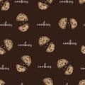 Delicious Crunchy Chocolate Cookies Vector Graphic Seamless Pattern